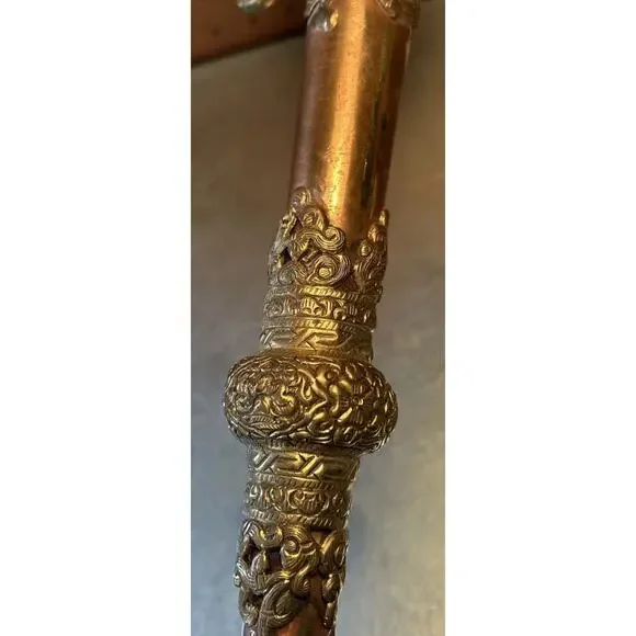 Vintage Tibetan Buddhist Ritual Ceremonial Copper & Brass Dragon Head Horn 19”